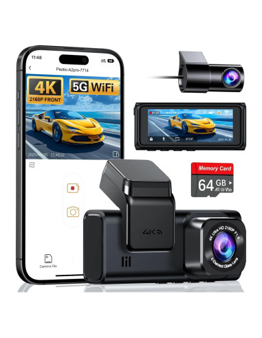 Cámara Dash 4K Navycrest A2Pro WiFi 5G Doble con 64GB