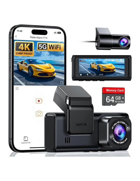 Cámara Dash 4K Navycrest A2Pro WiFi 5G Doble con 64GB