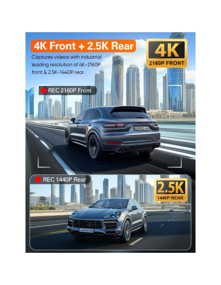 Cámara Dash 4K Navycrest A2Pro WiFi 5G Doble con 64GB