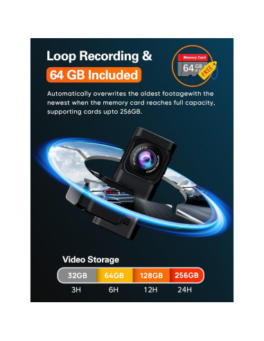 Cámara Dash 4K Navycrest A2Pro WiFi 5G Doble con 64GB
