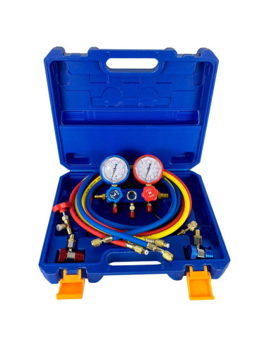 Juego de Manómetros de AC Hiatsu con Kit de Recarga R134a R32 R410a