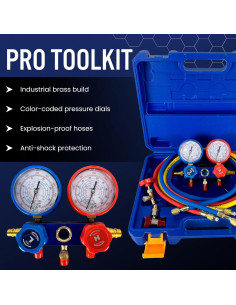 Juego de Manómetros de AC Hiatsu con Kit de Recarga R134a R32 R410a 2