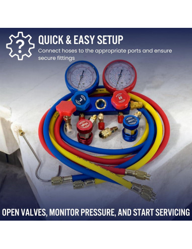 Juego de Manómetros de AC Hiatsu con Kit de Recarga R134a R32 R410a