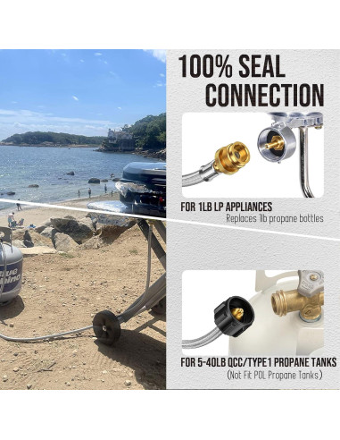 Adaptador de Manguera de Propano VIEAUBE 1 lb a 9 kg 4 Pies