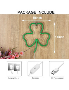 Cartel de Neón Trébol LED Roouneon 280mm x 250mm Verde 2