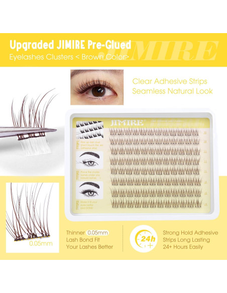 Pestañas Autoadhesivas JIMIRE Marrón Wispy 10-12MM Reutilizables Pestañas Autoadhesivas JIMIRE Marrón Wispy 10-12MM Reutilizables