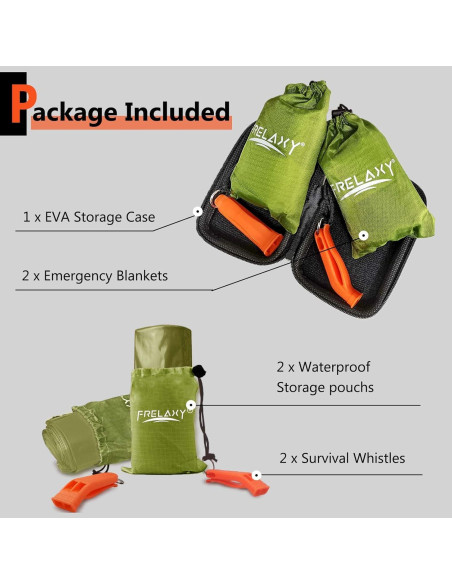 Manta de Emergencia Frelaxy 2 Paquete - Extra Gruesa 210.82x152.4 cm