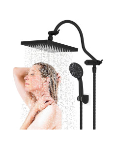 Cabezal de Ducha de Lluvia Hibbent 8" + Ducha de Mano 7 Rocíos