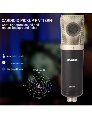 Micrófono de Condensador XLR SUUNTOK BM6000 Cardioide Profesional