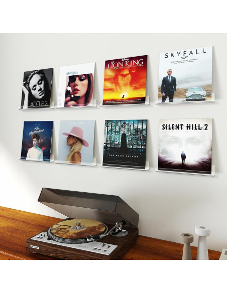 Estante Flotante Acrílico Gotega 30 cm para Discos de Vinilo