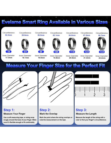 Anillo Inteligente de Salud Evelame R11 Negro IP68 Control Gestos