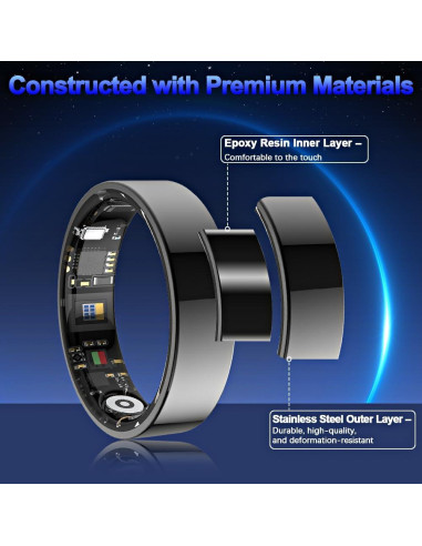 Anillo Inteligente de Salud Evelame R11 Negro IP68 Control Gestos