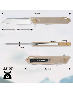 Cuchillo Plegable FLISSA EDC Acero D2 Mango G10 Camping Marrón 2