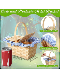 Cesta de Picnic Tejida Retro Teenyyou Azul y Blanco 20x12x10cm 2