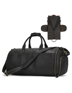 Bolsa de viaje de cuero LUUFAN 45L con compartimento para zapatos