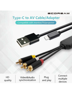 Adaptador USB C a RCA EC 1.83m para TV y Monitor 2