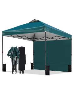 Carpa Plegable 3x3m Tunbne con Pared Lateral y Bolsa Verde