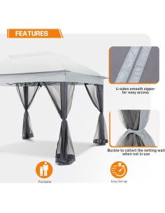 Red de Mosquito COOS BAY para Gazebo 3.05m x 3.05m Gris 2