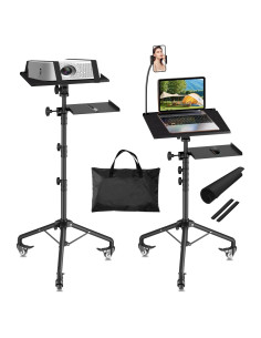 Soporte de Proyector y Laptop OUKMIC con Ruedas y Altura Ajustable