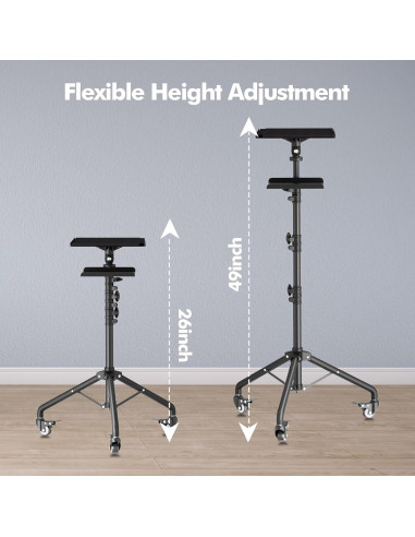 Soporte de Proyector y Laptop OUKMIC con Ruedas y Altura Ajustable