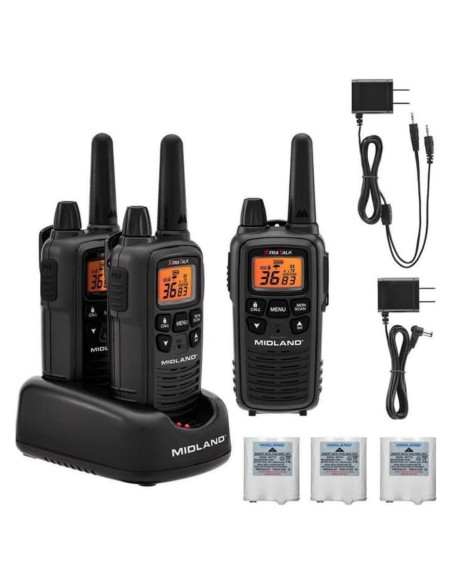 Walkie Talkies Midland LXT633VP3 - 3 Pack, Alcance Largo, NOAA