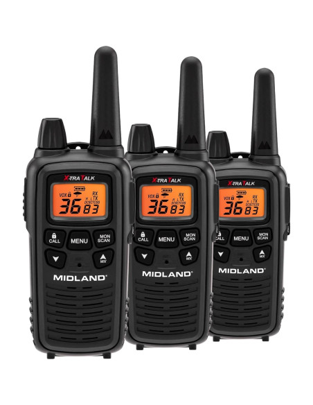 Walkie Talkies Midland LXT633VP3 - 3 Pack, Alcance Largo, NOAA