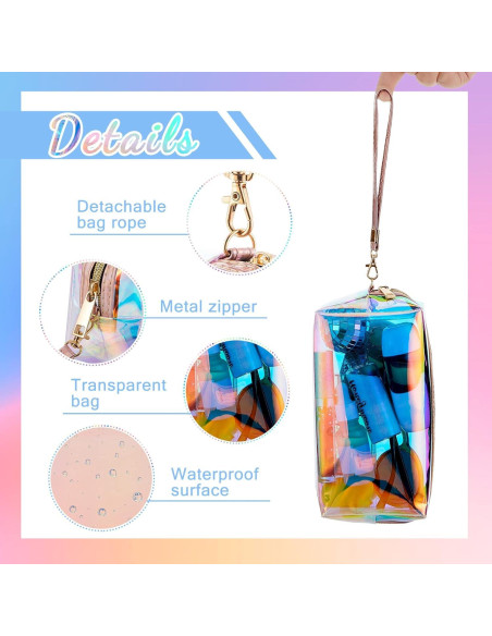 Bolsas de Maquillaje Holográficas Dunzy 8 Pcs Tamaño M