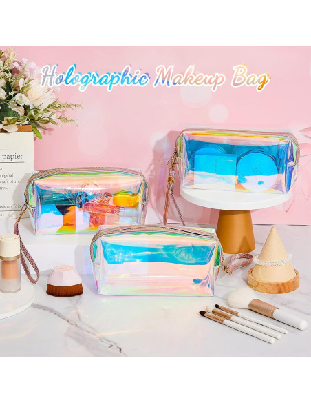 Bolsas de Maquillaje Holográficas Dunzy 8 Pcs Tamaño M