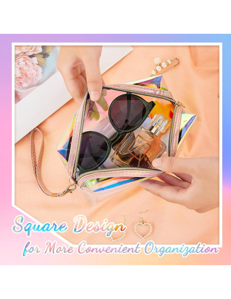 Bolsas de Maquillaje Holográficas Dunzy 8 Pcs Tamaño M