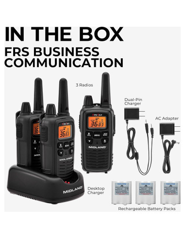 Walkie Talkies Midland LXT633VP3 - 3 Pack, Alcance Largo, NOAA