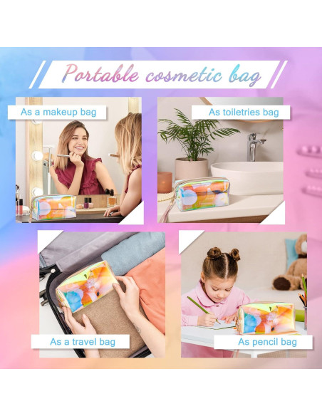 Bolsas de Maquillaje Holográficas Dunzy 8 Pcs Tamaño M