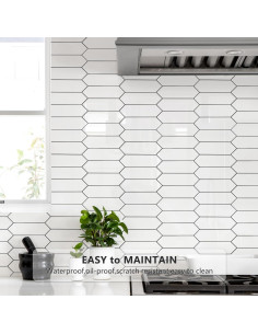 Azulejo Peel and Stick Vamos Azulejo 32.5x32.5 cm Blanco Hexagonal 2