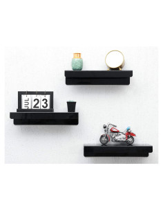 Estante Flotante de Pared IEEK Negro 3 Unidades 15x11x7.6 cm
