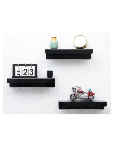 Estante Flotante de Pared IEEK Negro 3 Unidades 15x11x7.6 cm