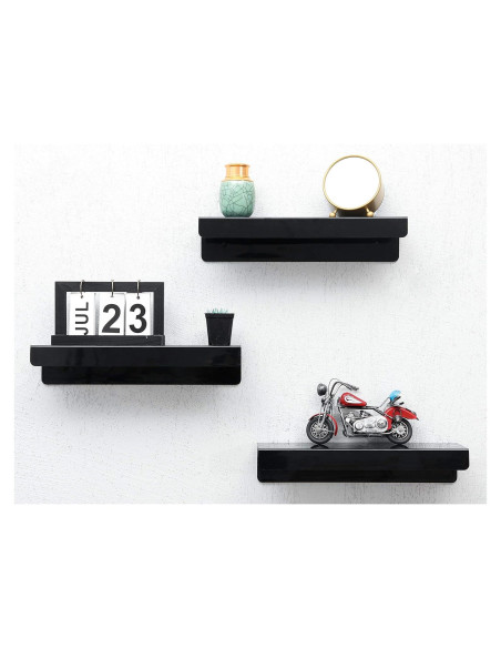Estante Flotante de Pared IEEK Negro 3 Unidades 15x11x7.6 cm