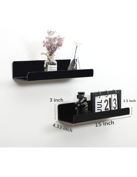 Estante Flotante de Pared IEEK Negro 3 Unidades 15x11x7.6 cm