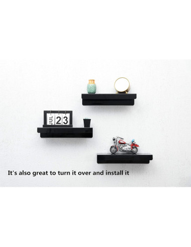 Estante Flotante de Pared IEEK Negro 3 Unidades 15x11x7.6 cm