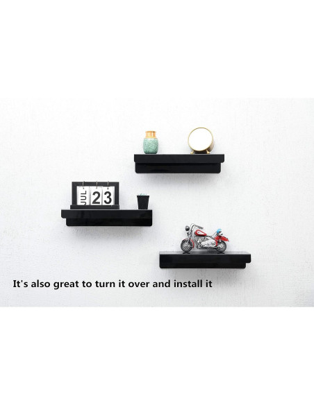 Estante Flotante de Pared IEEK Negro 3 Unidades 15x11x7.6 cm
