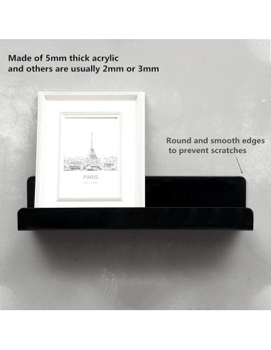 Estante Flotante de Pared IEEK Negro 3 Unidades 15x11x7.6 cm