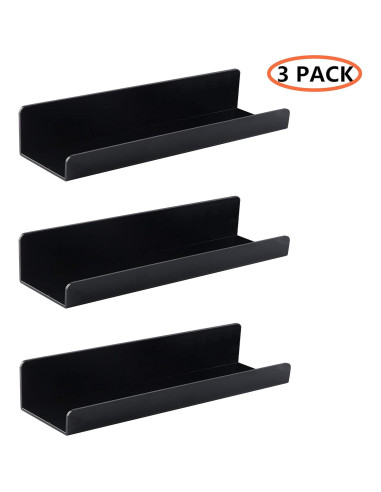 Estante Flotante de Pared IEEK Negro 3 Unidades 15x11x7.6 cm