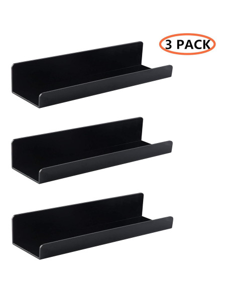 Estante Flotante de Pared IEEK Negro 3 Unidades 15x11x7.6 cm