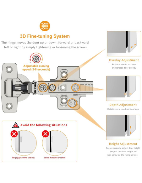 Paquete de 10 Bisagras Ocultas Chibery Cierre Suave 105