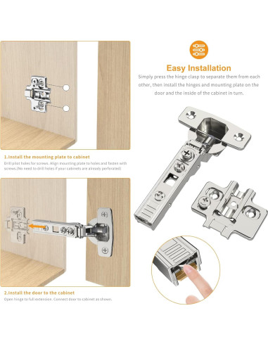 Paquete de 10 Bisagras Ocultas Chibery Cierre Suave 105