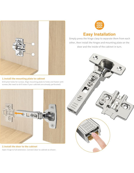 Paquete de 10 Bisagras Ocultas Chibery Cierre Suave 105