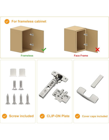 Paquete de 10 Bisagras Ocultas Chibery Cierre Suave 105
