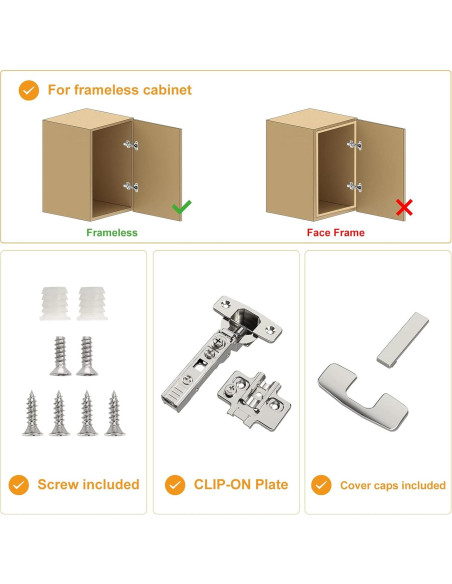 Paquete de 10 Bisagras Ocultas Chibery Cierre Suave 105