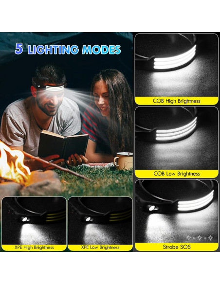 Linterna Frontal LED Recargable DAWINSIE 230 5 Modos Negro