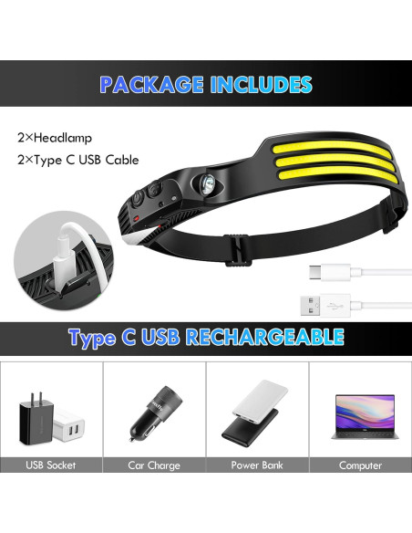 Linterna Frontal LED Recargable DAWINSIE 230 5 Modos Negro