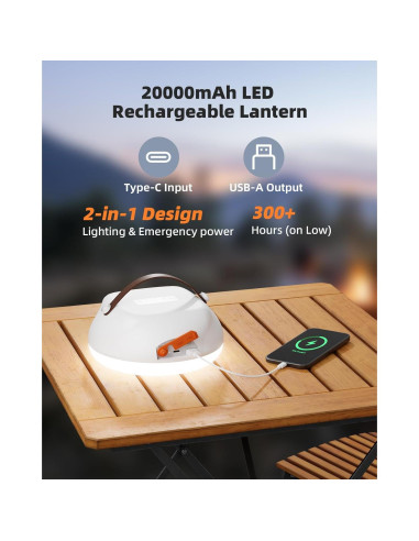 Linterna LED Recargable ENTELECHY 4200LM 20000mAh Camping
