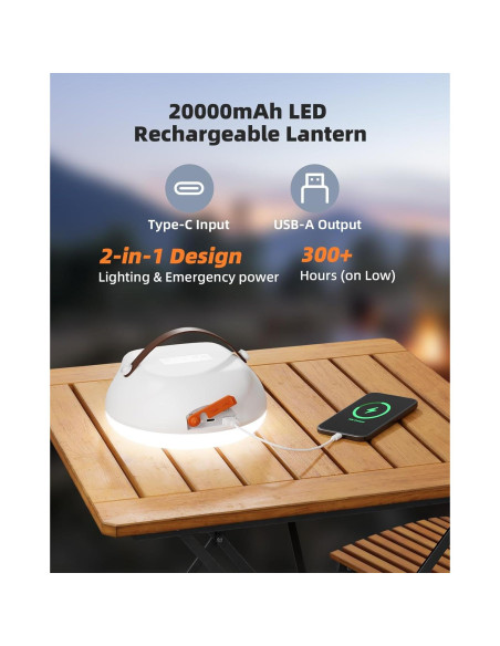 Linterna LED Recargable ENTELECHY 4200LM 20000mAh Camping